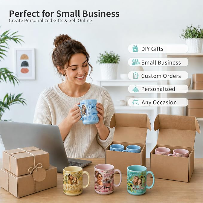 PYD Life 8 Pack Sublimation Mugs 15 OZ Mixed Macaron Colors Ceramic Cups | Sublimation Coffee Photo Mugs, Soft Tone Design Perfect for Gifts, Cafe style Branding and Craft DIY projects