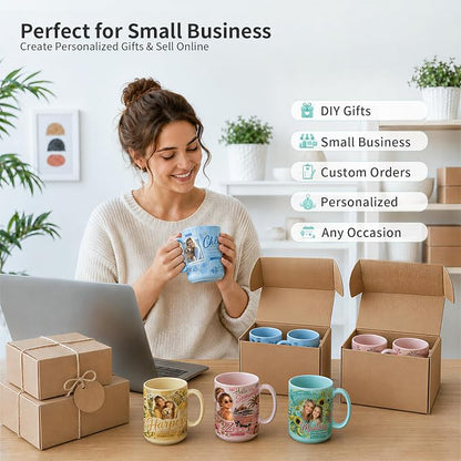 PYD Life 8 Pack Sublimation Mugs 15 OZ Mixed Macaron Colors Ceramic Cups | Sublimation Coffee Photo Mugs, Soft Tone Design Perfect for Gifts, Cafe style Branding and Craft DIY projects