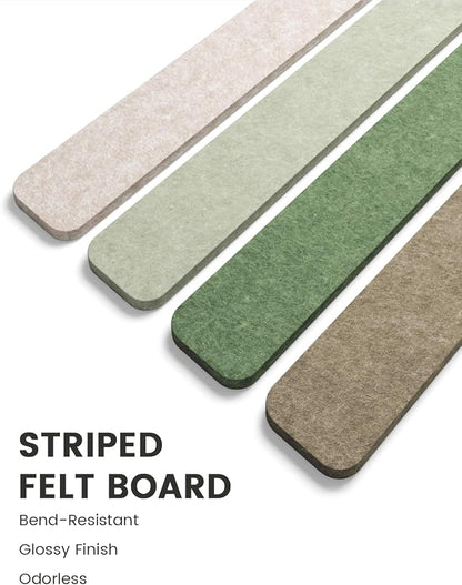 Fluxynara 13" x 2" Felt Wall Panels, Moss Haven | 8-Pack Includes 50 Push Pins and Adhesive Tabs for Photos, Notes and Decor in Bedroom Doors, Home Office or Studios