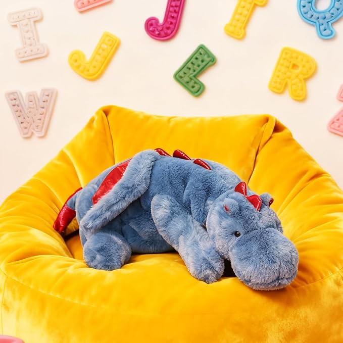ARELUX Large 36in Cute Dragon Stuffed Animals Plush Toy Soft Blue Pterosaur Plushie Giant Fuzzy Dinosaur Pillow Plushies with Wings Cuddly for Friends Family Member