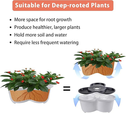 VECELO 5 Tier Vertical Garden Planter, Self Watering Stackable Planters with Wheels for Strawberries, Herbs, Flowers, Vegetables, White