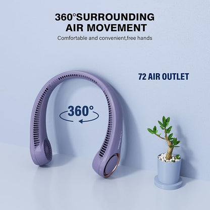 Morelax Neck Fan, USB Rechargeable Personal Fan,Hand Free Bladeless Portable Fans,4000 mAh, 3 Speeds,72 Air Faster softer 360° Cooling, Ultra Quiet,Gift Suitable for Home, Office, Travel, Sports