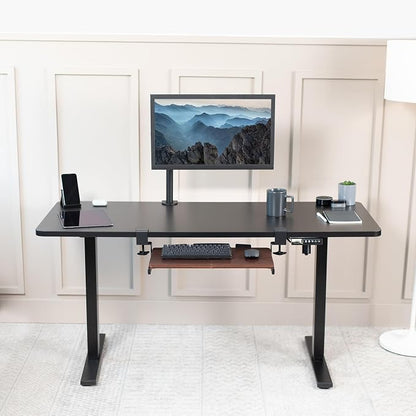 VIVO Small Keyboard Tray, Under Desk Pull Out with Extra Sturdy C Clamp Mount System, 20 (26 Including Clamps) x 11 inch Slide-Out Platform Drawer, Dark Walnut Top, Black Frame, MOUNT-KB05ES-D | Keyboard Tray for Typing, Slide Out Platform, Extra Sturd...