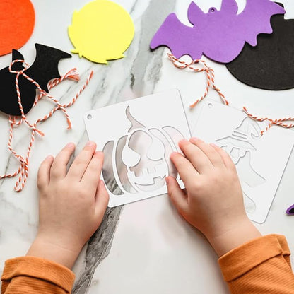 72 PCS 3x3 Inch Halloween Stencils for Painting - Pumpkin, Ghost, Bat, Spider Web Witch Skull Reusable Halloween Painting Templates on Wood, Glass, Fabric, Window Door Decor DIY Decoration