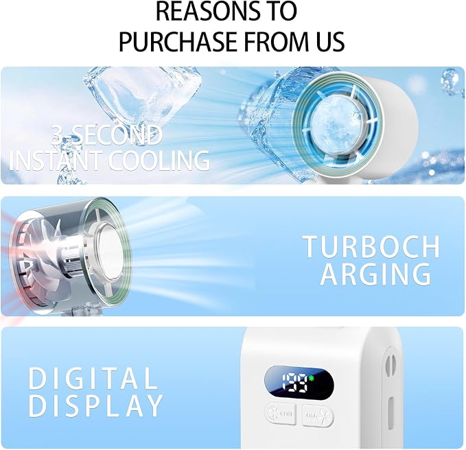 Handheld Fan, Portable Handheld Fan with Ice Function, mini personal fan, Turbo Powerful Rechargeable Fans,1-199 Speed, Foldable, for Women Men Outdoor Indoor travel essentials(White)