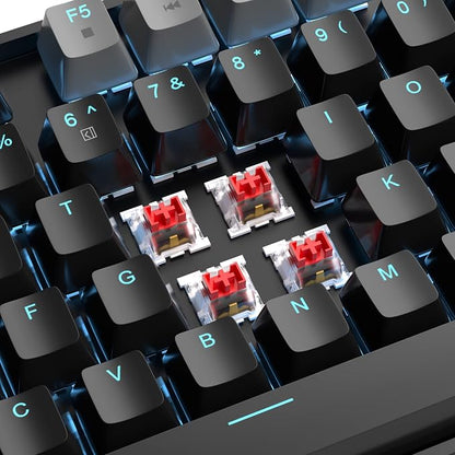 MageGee 75% Mechanical Gaming Keyboard, Red Switch, LED Blue Backlit, 87 Keys Compact TKL Wired Computer Keyboards for Windows Laptop PC Gamer - Black/Grey