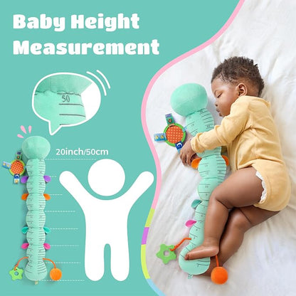 AWOTOY Baby Sensory Toys Music Caterpillar Plush Infant Toys 0 6 12 Months | Stuffed Animals Tummy Time Teething Toys with Mirror Pull String Rattle Baby Toys for Newborn Boy Girl Shower Birthday Gifts