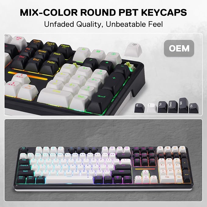Redragon K745 PRO Wireless 108-Key Gasket RGB Gaming Keyboard, 4 Hotkeys | Extra Shortcut Keys, 0-Delay Tri-Mode, Cushioned Noise Dampening for Creamy Thocky Sound, Unfaded PBT Keycaps, PRO Software