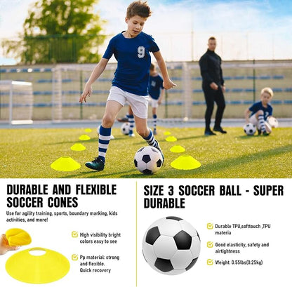 Soccer Goal, Kids Soccer Goals for Backyard Set, 2 Pack of Portable Pop Up Soccer Net with Soccer Ball, Cones, Complete Training Equipment for Youth, Toddler Outdoor Sports Games