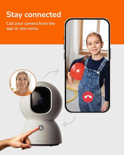 SensForge 2.5K Rechargeable Pan-Tilt Security Camera, 360° Dual-Band WiFi Home Camera, Free AI Human & Pet Detection, 2-Day Cloud + 64GB SD Storage, Two-Way Talk, Optional AI + Storage Upgrade
