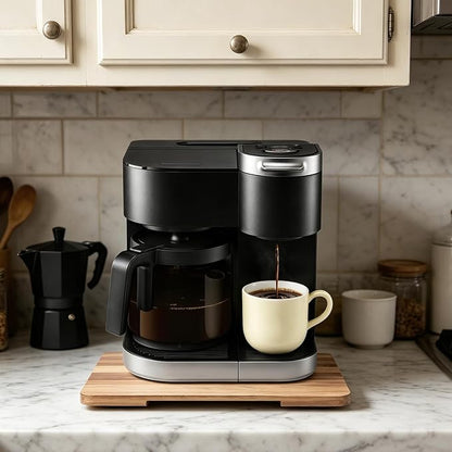 360°Rolling Tray Acacia Wood Kitchen Appliance Slider for Coffee Maker Pot | Countertops Sliding Tray Mat for Kitchen Appliances Easily Move Under The Cabinet Acacia 11.6"×13.9"
