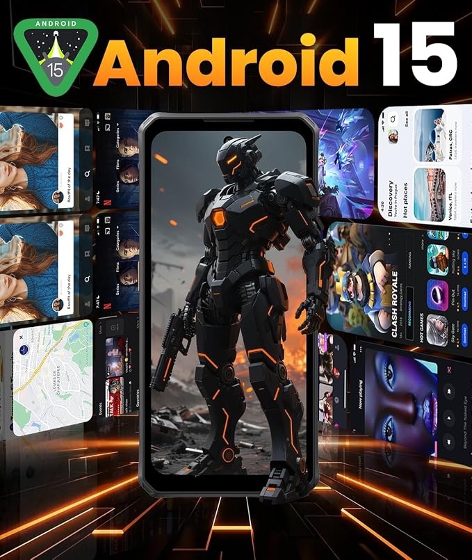 FOSSIBOT F114 28GB+256GB Rugged Phone-120Hz+6.67" Gorilla Glass, Slim 10.8mm Cell Phone Unlocked, Android 15 Waterproof Smartphone, 50MP AI Camera, 5000mAh Dual SIM 4G T-Mobile/NFC/IP68/IP69K(2026)