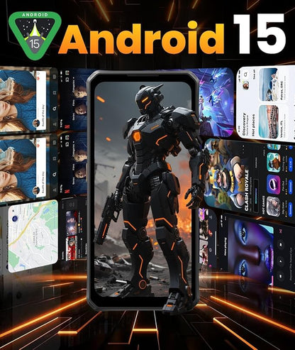 FOSSIBOT F114 28GB+256GB Rugged Phone-120Hz+6.67" Gorilla Glass, Slim 10.8mm Cell Phone Unlocked, Android 15 Waterproof Smartphone, 50MP AI Camera, 5000mAh Dual SIM 4G T-Mobile/NFC/IP68/IP69K(2026)