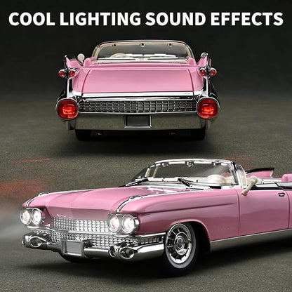 RZAPE Toy Car Models 1/24 Diecast Cars Eldorado Metal Model Cars Carros De Coleccion,Model Car Kits for Adults and Boys,Pull Back Car with Lights and Sounds,Toy Cars for Boys Age 4-7（Pink）