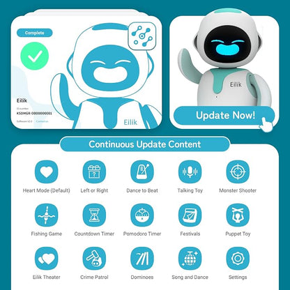 ENERGIZE LAB Eilik – Cute Robot Pets for Kids and Adults, Your Perfect Interactive Companion at Home or Workspace, Unique Gifts for Girls & Boys.