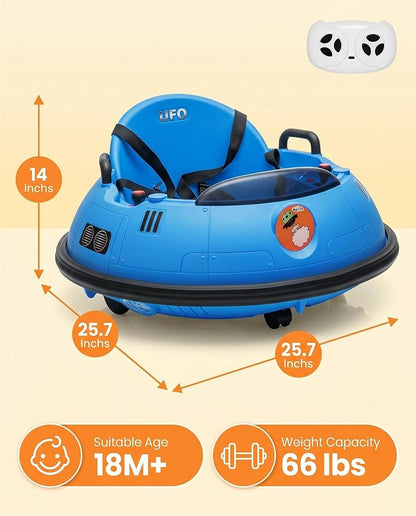 Garvee 12V Kids Ride On Bumper Car with Parental Remote Control, 360° Spin Electric Toddler Bumping Car, LED Lights, Safety Belt & Music, Ride On Cars for 18 Months+ Toddlers