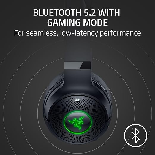 Razer Kraken Kitty V2 BT Wireless RGB Headset, Black | Chroma RGB Kitty Ears & Earcups, Bluetooth 5.2, 40 mm Drivers, Noise-cancelling Mics, Lightweight, USB-C, 40 Hr Battery