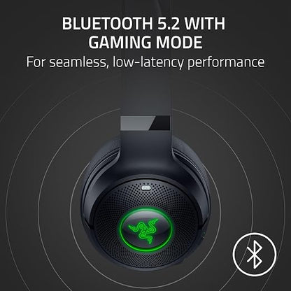 Razer Kraken Kitty V2 BT Wireless RGB Headset, Black | Chroma RGB Kitty Ears & Earcups, Bluetooth 5.2, 40 mm Drivers, Noise-cancelling Mics, Lightweight, USB-C, 40 Hr Battery