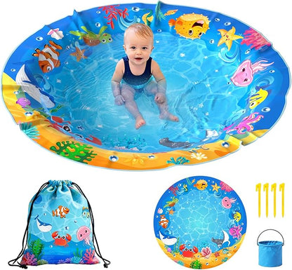 4.9 X 4.9 Feet Baby Beach Pool, Waterproof Beach Pool Blanket for Toddler, 2 in 1 Toddler Paddling Pool with Carrying Bag, Collapsible Beach Puddle Mat for Boys Girls Kids Infant Outdoor Beach Toys