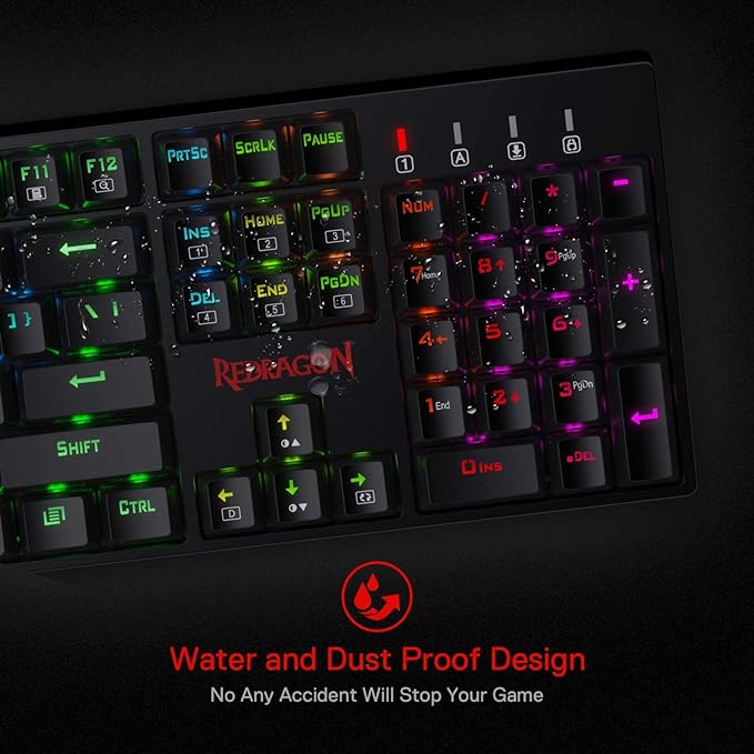 Redragon K582 Wired RGB Mechanical Gaming Keyboard, 104-Key Standard Layout | 16.8M Color Immersive eSports Lighting Vibe, N-Key Rollover for Accurate Combos, 50M-Keystroke Durability, Customize Software