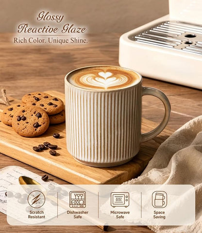 GBhome Coffee Mugs Set of 6，16 oz Coffee Cups with Handle | Cups for Latte, Tea, Cocoa & Milk, Ideal for Daily Use & Gifts, Microwave & Dishwasher Safe, Cappuccino