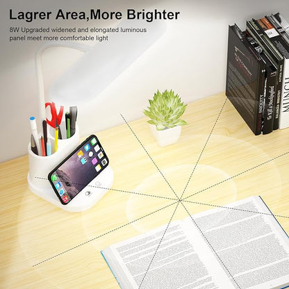DEEPLITE Desk Lamp,Battery Operated Desk Lamps for Home Office, Rechargeable Desk Study Light for Dorm, 800 Lm, 3 Lighting Modes, CordlessTable Lamp with Pen Holder, Eye-Caring Reading Lamp.