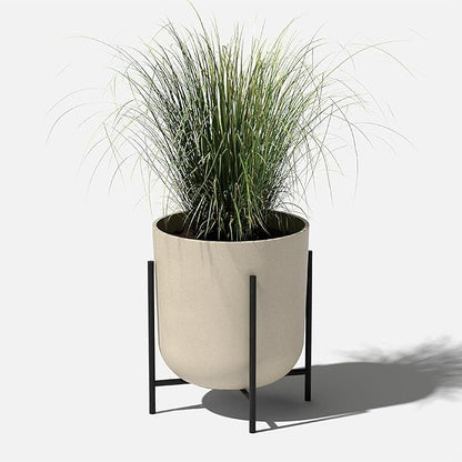 Veradek Mason Series Raised Lima Planter - Round Planter for Patio/Balcony | Plastic-Stone Composite w/Metal Plant Stand | Modern Décor for Plants