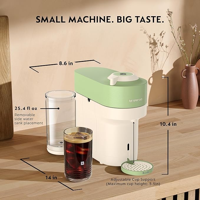 Nespresso Limited-Edition Vertuo Pop+ Coffee and Espresso Maker by Breville, Pistachio