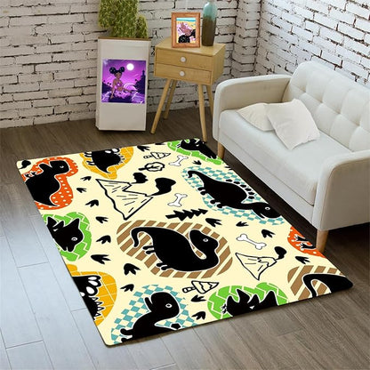 Dinosaur Rugs for Boys Bedroom - Kids Bedroom Rug Dinosaur Pattern Area Rug Kids Play Rugs for Boys Dinosaur Bedroom Decor for Boys Colorful Dinosaur Print Area Rug Kids Rugs for Bedroom,2'×3'