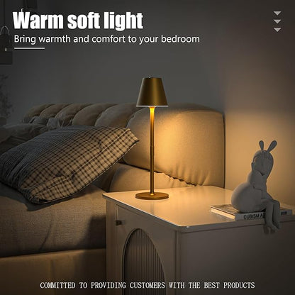 LED CordlessTable Lamp,4000mAh Rechargeable Battery Desk lamp,3 Level Brightness Beside Night Light, Minimalist Design, for Couple Dinner/Coffee Table/Restaurant/Bedroom(Bronze 4PACK)