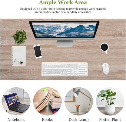 PayLessHere | 39 Inch Computer Desk | Nature | Sturdy Office Desk | Metal Frame, Adjustable Feet | Water-Resistant, Scratchproof Surface | Writing Table for Home Office or Study | Pack of 1