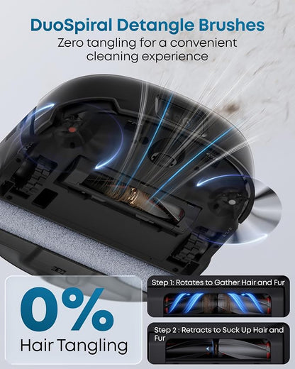 eufy E25 Robot Vacuum and Mop Combo, 20,000 Pa, HydroJet Roller Mop | Extendable Side Brush, Zero-Tangle Design, All-in-One Station, AI Obstacle Avoidance, Edge-to-Corner Cleaning