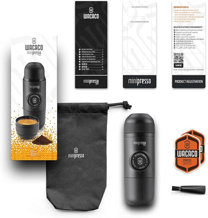 Wacaco Minipresso GR, Portable Espresso Machine, Compatible Ground Coffee, Hand Coffee Maker, Travel Gadgets, Manually Operated, Perfect for Camping, Hiking