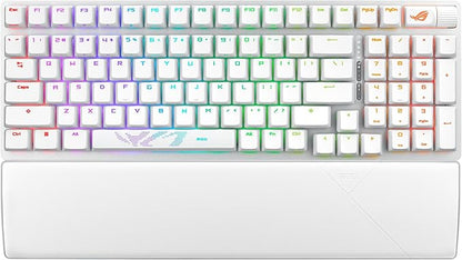 ASUS ROG Strix Scope II 96 Wireless Mechanical Gaming Keyboard – 96% Full-Size, Tri-Mode Connectivity, Hot Swappable Pre-lubed ROG NX Storm Clicky Switches, PBT Keycaps, RGB, PC/Mac Support - White
