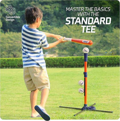 Ninja Blast Tee Ball Set for Kids - 5 Year Old Boy Birthday Gift - Baseball Batting Tee- T Ball Set for Toddlers 3-5 4-6 - Toys for Ages 3 4 5 6 Year Old Boy - Toddler Outdoor Toys, Baseball Tee