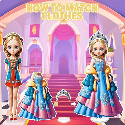 Magnetic Dress Up Dolls for Girls - Princess Magnet Paper Dolls Book with 3D City Buildings - Travel Car Trip Quiet Book Game Toys Easter Birthday Gifts for Kids Toddlers Ages 3 4 5 6 7(Style G)