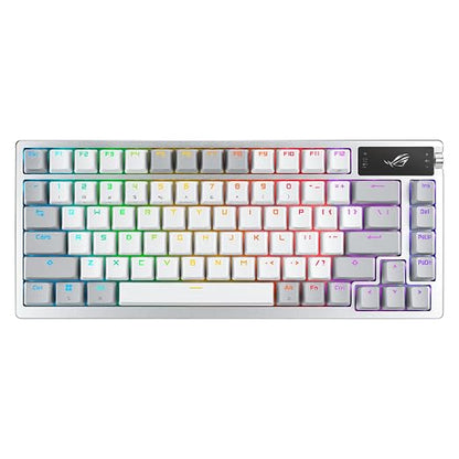 ASUS ROG Azoth Wireless Mechanical Gaming Keyboard – 75% TKL, Tri-Mode Connectivity, Hot Swappable Pre-lubed ROG NX Snow Linear Switches, PBT Keycaps, RGB, OLED Display, PC/Mac Support - White | Tri-Mode Connectivity, Hot Swappable Switches, Pre-lubed ...
