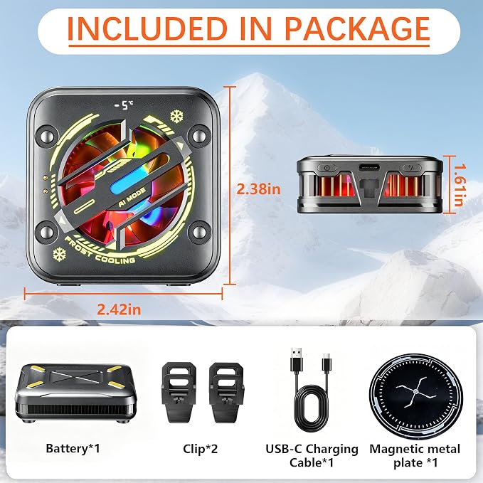 Wireless Magnetic Phone Cooler for Gaming & Streaming | Cordless Operation | Semiconductor Cooling | Digital Display | Quiet Fan | Travel & Outdoor Ready