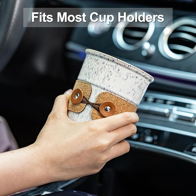 Coffee Tumbler Ceramic Travel Coffee Mug with Lid, Large Coffee Cup | Porcelain Wide Mouth Coffe Mug, Reusable Tea Mug, Microwave and Dishwasher Safe, Coffee Gifts for Men & Women, 13.5 oz