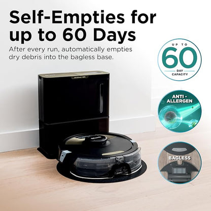 SharkMatrix Plus 2-in-1 Robot Vacuum & Mop, Black/Brass, AV2610WA | Sonic Mopping, Matrix Clean, CleanEdge, HEPA 60-Day Self-Empty Base, 360° LiDAR Mapping, Self-Cleaning Brushroll, Wi-Fi