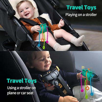 Montessori Pull String Toy Silicone Travel Toy | Food Grade Silicone Early Development Toy, Fine Motor Skills Sensory Toys, Montesorri Gifts (Spearmint)