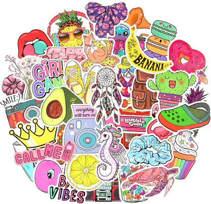 QTL Cute Stickers for Tween Girls Gifts, Waterproof Vinyl Party Favor Stickers, Easter Basket Stuffers, Birthday Gifts, Laptop Water Bottle,50PCS