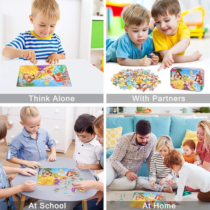 LELEMON Puzzles for Kids Ages 4-6, 60 Piece Puzzles for Kids Ages 3-5 in a Metal Box, Educational Jigsaw Puzzles Childrens Puzzle Games Puzzle Toys for Girls and Boys
