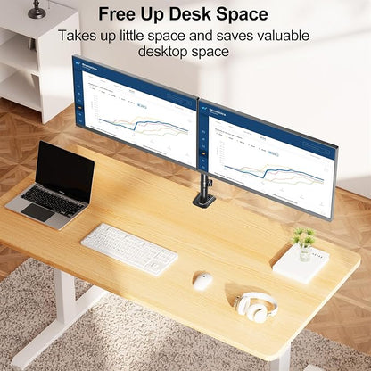 MOUNT PRO Dual Monitor Mount Fits 13-32 Inch/17.6lbs LCD Screen, Computer Monitor Desk Mount, Articulating Monitor Arm, Height Adjustable Display Stand for 2 Monitors, VESA Mount 75x75/100x100mm