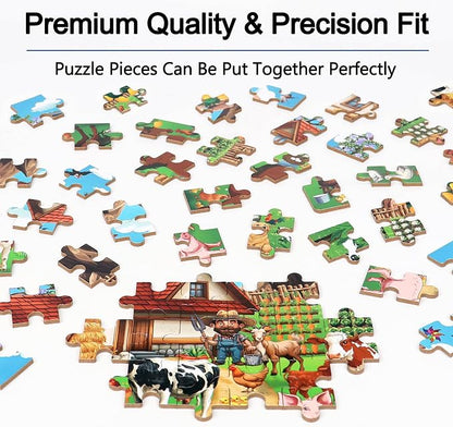 LELEMON Puzzles for Kids Ages 4-6, Farm 60 Piece Puzzles for Kids in a Metal Box, Educational Jigsaw Puzzles Childrens Puzzle Games Puzzle Toys for Girls and Boys