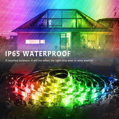 300ft Outdoor Led Strip Lights Waterproof, Ip68 Outside Led Light Strip Waterproof with Remote and App Control, Exterior Led Rope Lights Music Syne RGB Strip Lights for House Decor (2*150ft)