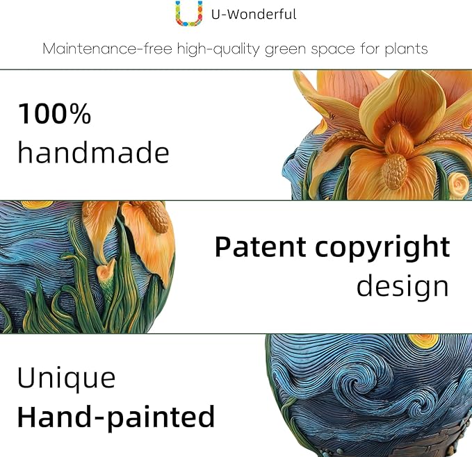Flower Starry Sky Plant Pots - Flower Pots with Drainage Hole, Cute Unique Planter for Snake Plants/Cactus Indoor & Outdoor, Colorful Funny Room/Garden Art Decoration