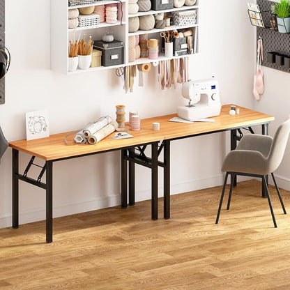 Need Office Computer Desk - 47.2L Sturdy and Heavy Duty Folding Laptop Table,Writing Table/Home Office Desk/Sewing Table,No Assembly Required (Teak Color) AC5BB12060 | Black Frame Writing Gaming Work Table/Foldable Home Office Desk/Sewing Table, No Ass...