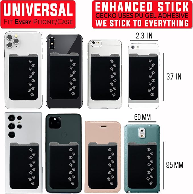 Phone Wallet - Adhesive Card Holder - Cell Phone Pouch - Stick on Lycra Pocket by Gecko - Carry Credit Cards and Cash