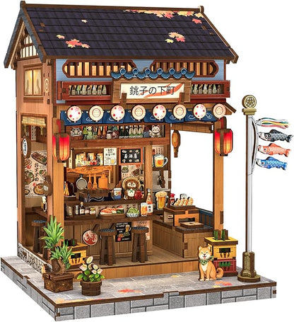 CUTEBEE Book Nook Kit - DIY Miniature House Japanese Izakaya, Dollhouse Kit for Adults and Teens, Booknook Tiny House Bookshelf Decor 3D Wooden Puzzle, Gifts for Family, Friends (Japanese Izakaya)